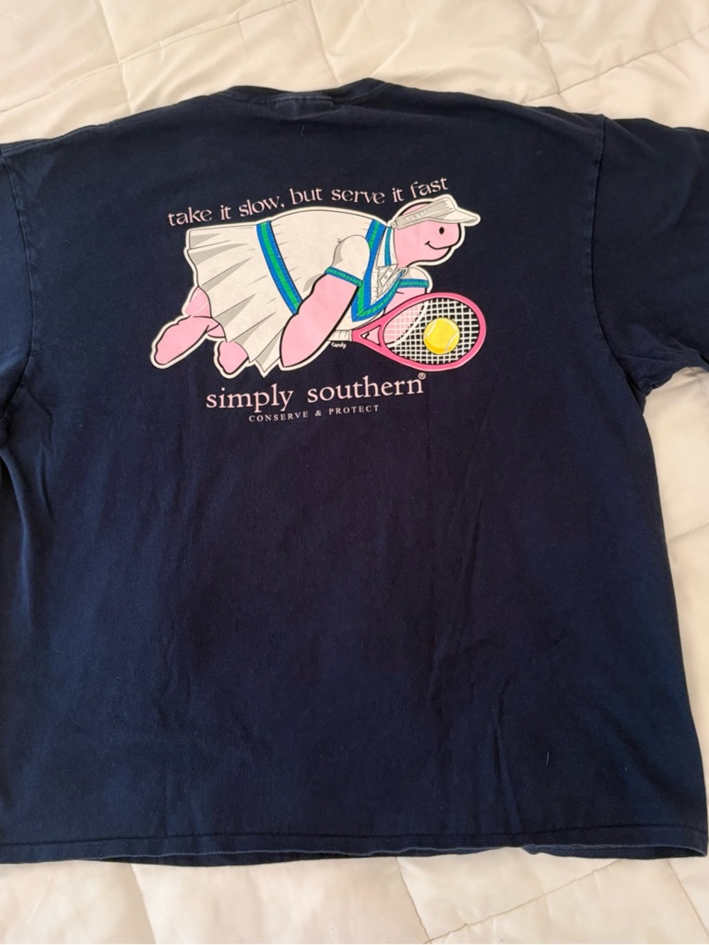 Simply Southern Tennis Tee - take it slow serve it fast turtle